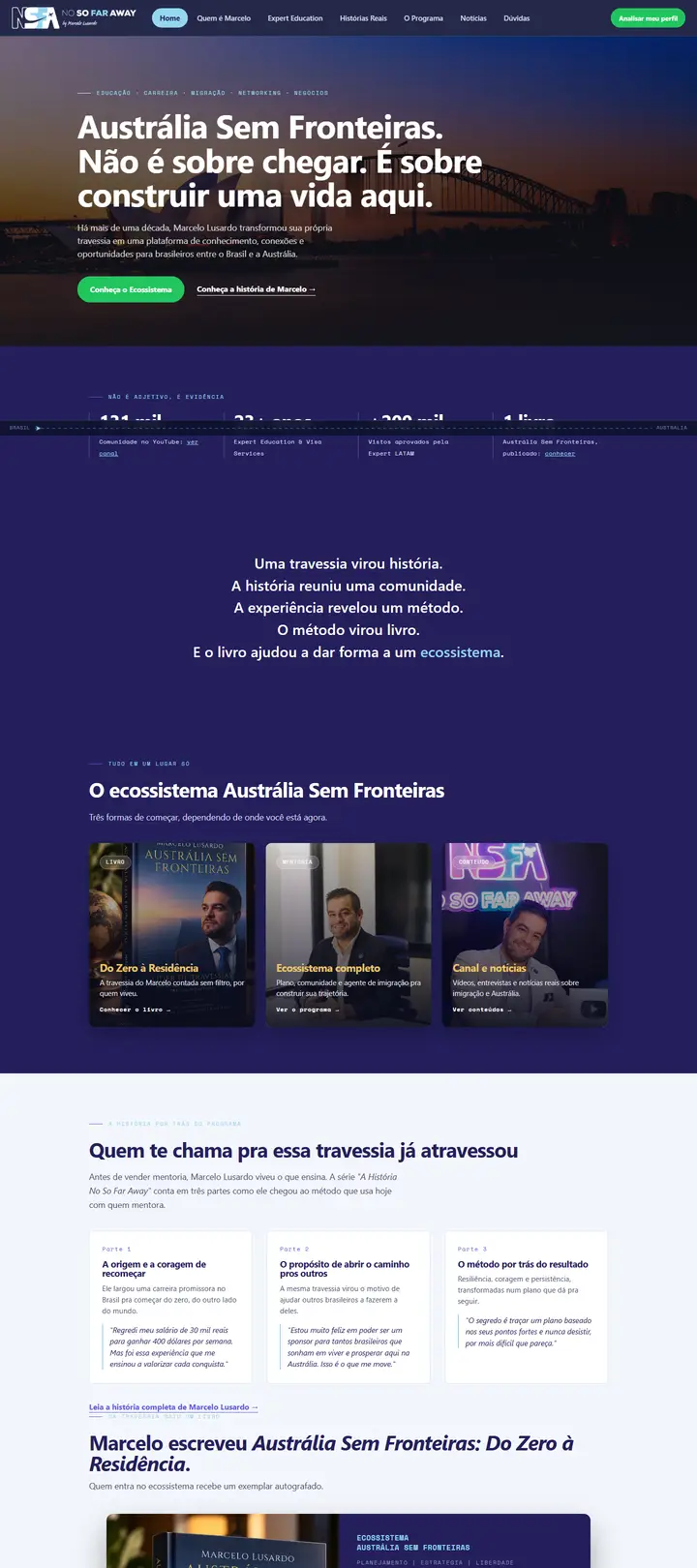 Site Austrália Sem Fronteiras, de Marcelo Lusardo